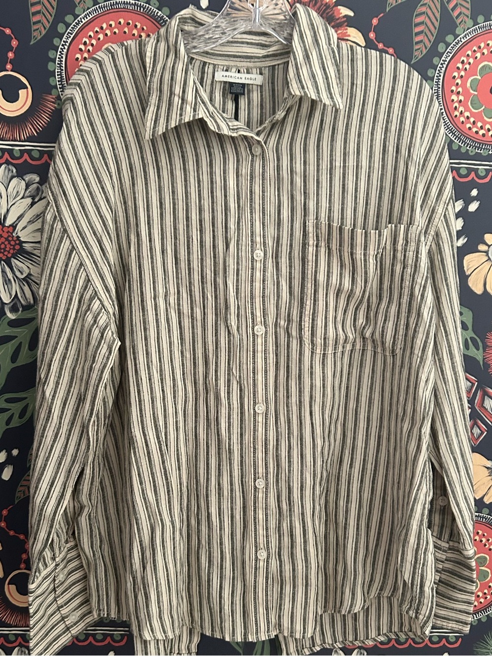 American Eagle Button Down Long Sleeve Tie Back (oversized)